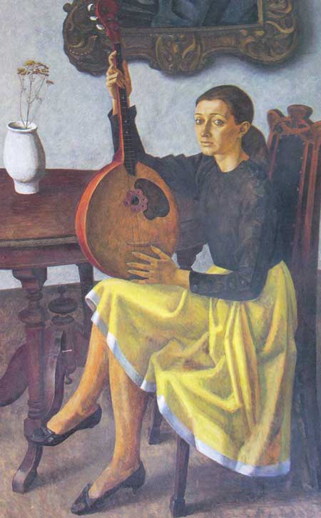 Картина:Девушка с домрой (портрет Ольги Булатовой).