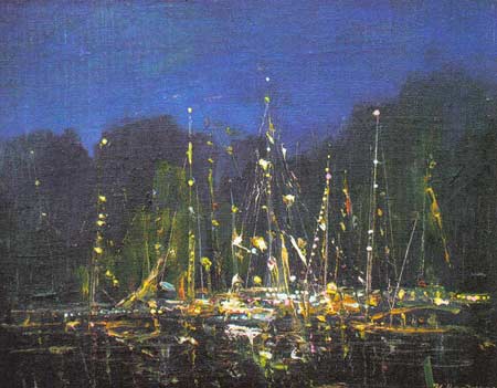Картина:Яхты. Ночь на Ангаре.