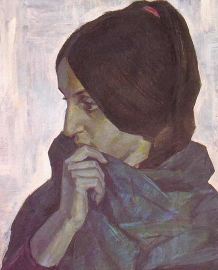 Картина:Женский портрет. Этюд в холодных тонах.